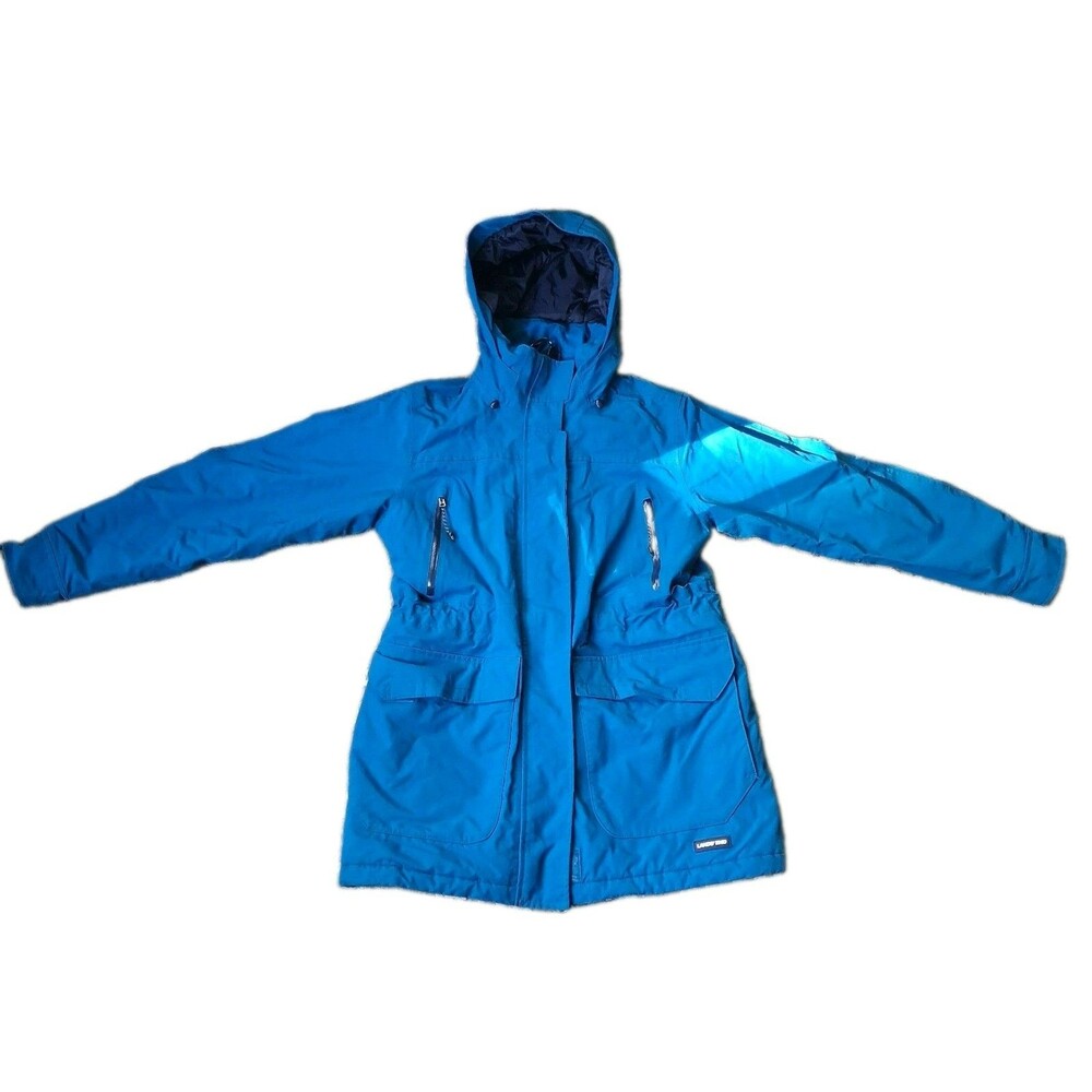 Lands' End Squall Waterproof Winter Parka Teal Blue Hooded Jacket XS Gorpcore